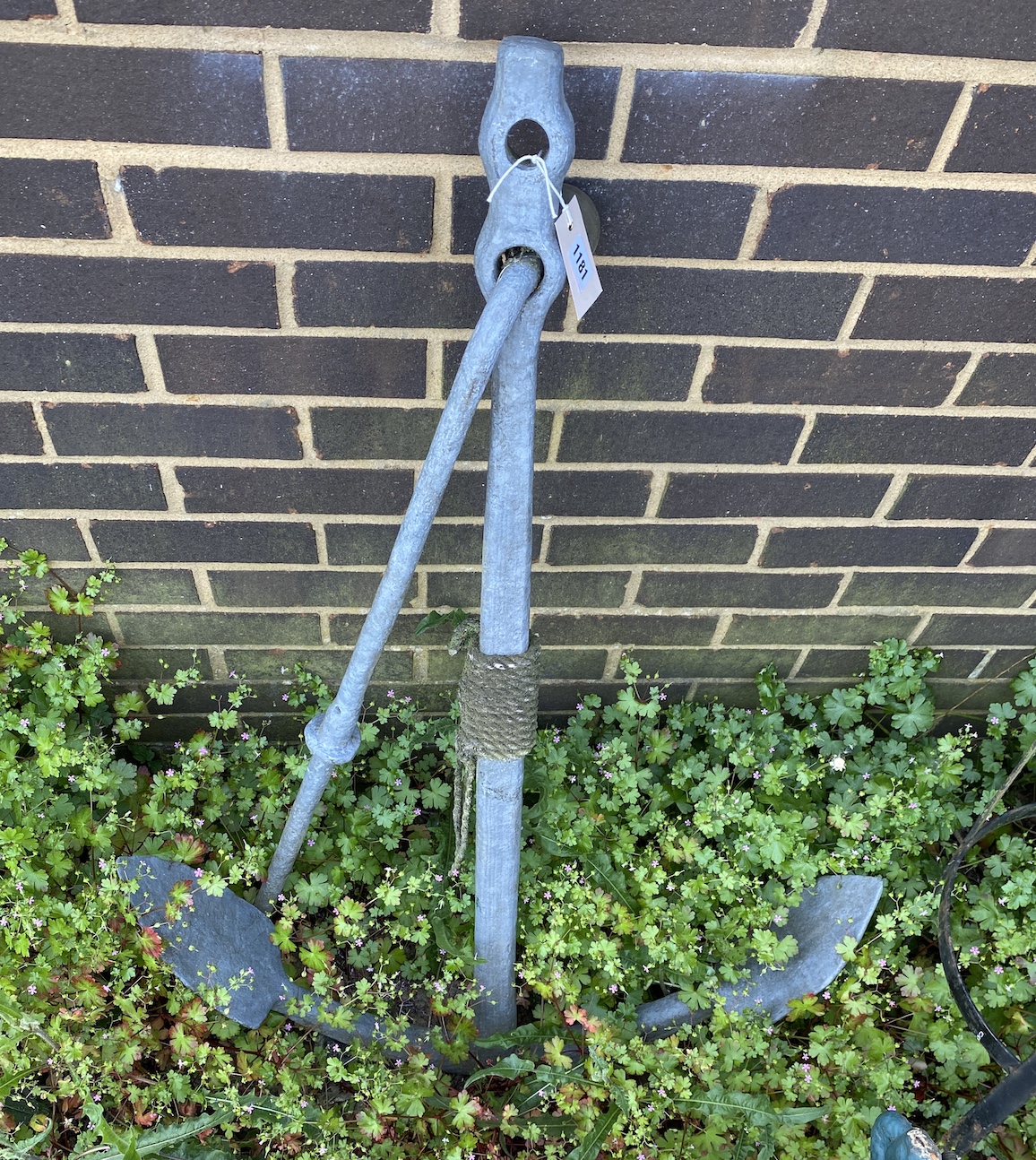 A painted cast iron ships anchor, height 114cm